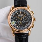 Patek Philippe Complications Replica Rose Gold Black Chronograph Dial Watch
